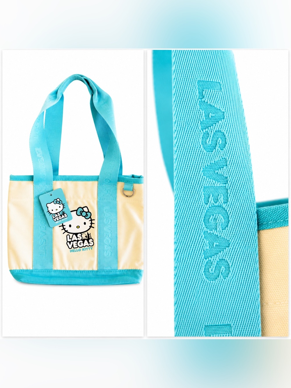 Hello Kitty Las Vegas Tote Bag Turquoise Canvas NWT - Picture 4 of 6